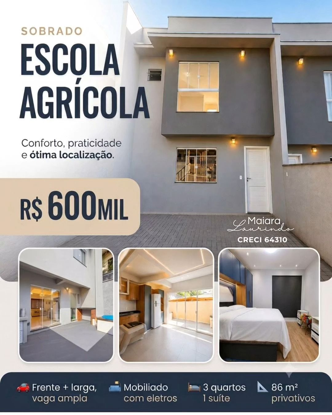 SOBRADO SEMIMOBILIADO NA ESCOLA AGRÍCOLA em Blumenau